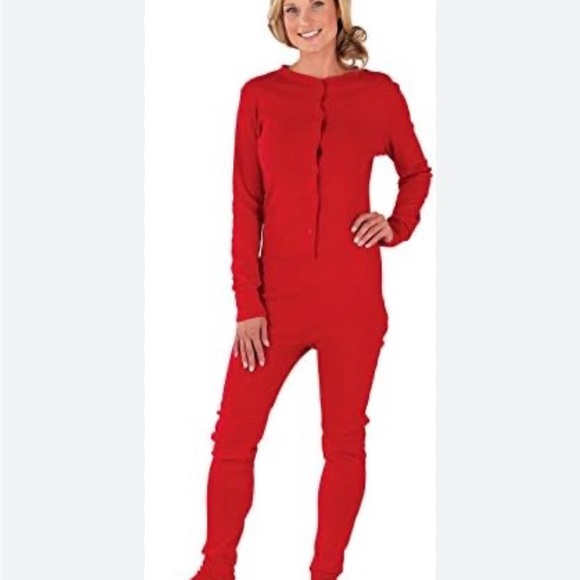 Pajamagram Other - Pajamagram Vibrant Red Button-Up Onesie w/ Back Flap- Small- Holiday- Footed